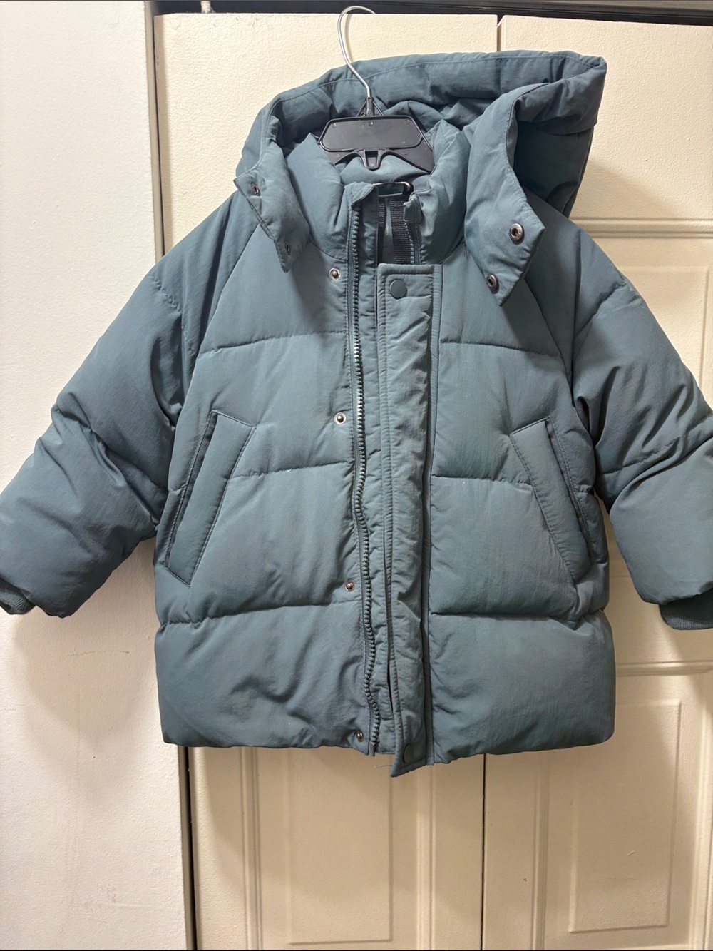 Zara Teal-Blue Kids Hooded Puffer Jacket